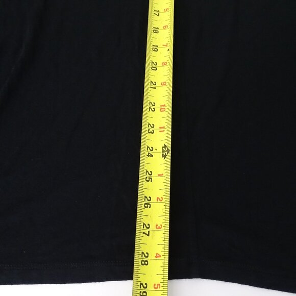 No Comment Black V-Neck T-Shirt Dress Women Size L Asymmetrical Hem With Pocket - Picture 7 of 7